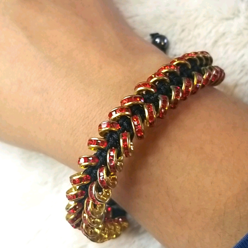 Gold and Red Crystal Bracelet